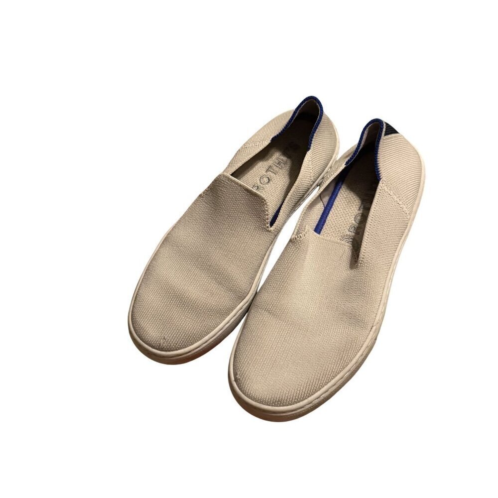 Rothys Womens Beige Slip-On Sneakers Size 6 With Blue Trim